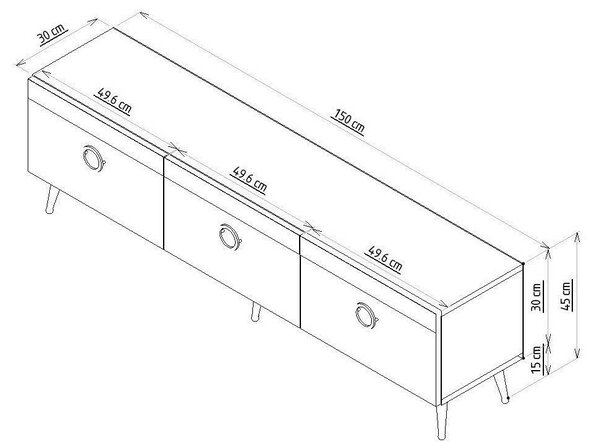 Comoda TV Safar - Anthracite, Gri, 45x30x150 cm