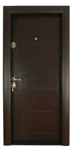 Ușă Metalică cu MDF Modern FV 380 Teak PVC Stânga