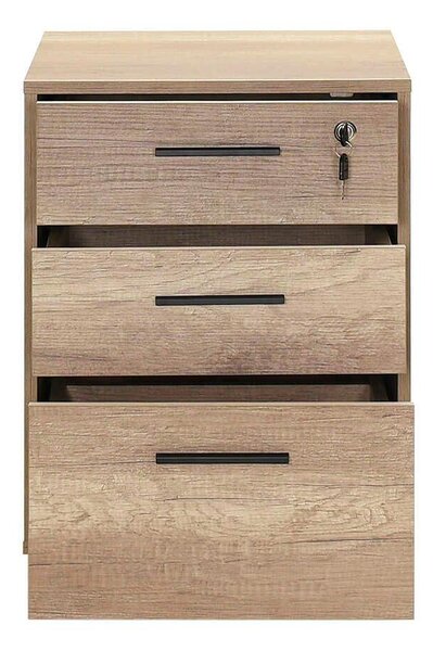 Corp Mobil Adore New York Rollbox Office, 3 Sertare, sertar cu cheie, Natur, 45x63x51 cm