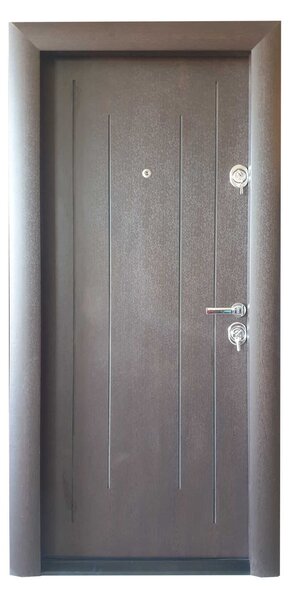 Ușă Metalică cu MDF Modern 374 Teak PVC Stânga