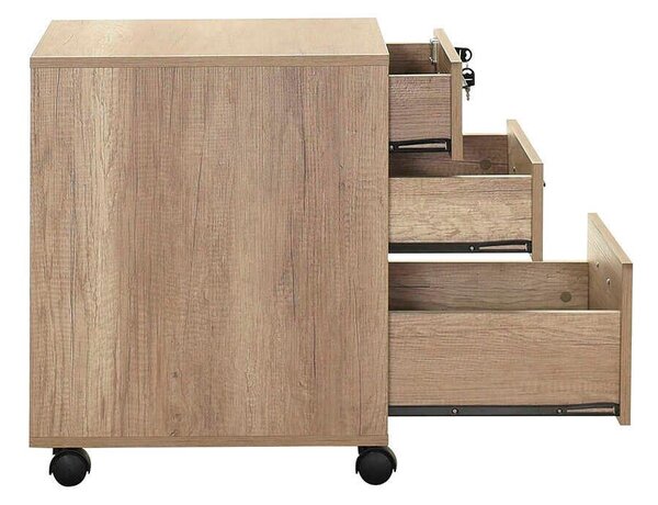 Corp Mobil Adore New York Rollbox Office, 3 Sertare, sertar cu cheie, Natur, 45x63x51 cm