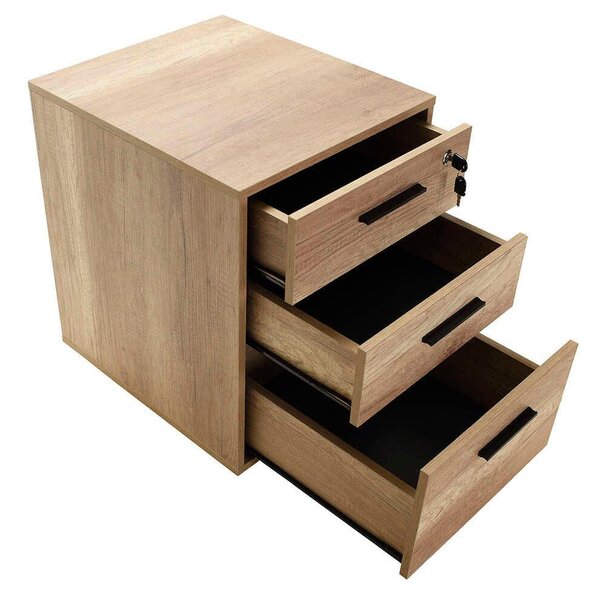 Corp Mobil Adore New York Rollbox Office, 3 Sertare, sertar cu cheie, Natur, 45x63x51 cm