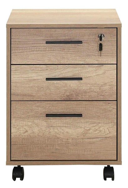 Corp Mobil Adore New York Rollbox Office, 3 Sertare, sertar cu cheie, Natur, 45x63x51 cm