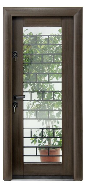 Ușă Metalică cu MDF Arhitect 480 Nuc PVC Stânga