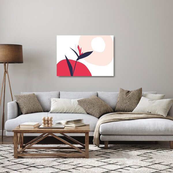 Tablou pe sticlă - Abstracție florală roz N⁰1 (70x50 cm)