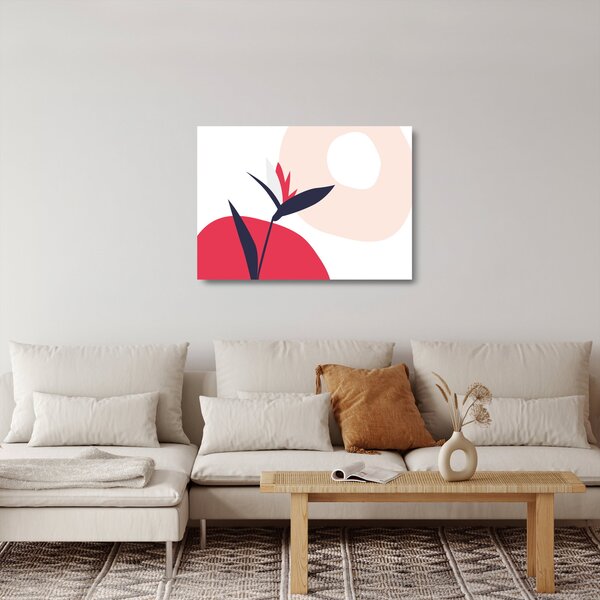 Tablou pe sticlă - Abstracție florală roz N⁰1 (70x50 cm)