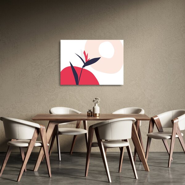 Tablou pe sticlă - Abstracție florală roz N⁰1 (70x50 cm)