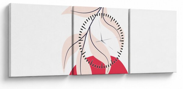 Tablou - Abstracție florală roz N⁰2 (cu ceas) (90x30 cm)