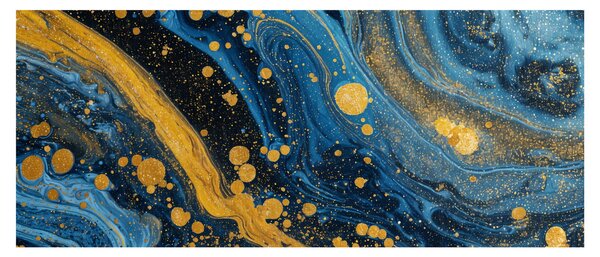 Tablou - Abstracție albastră cu aur (120x50 cm)