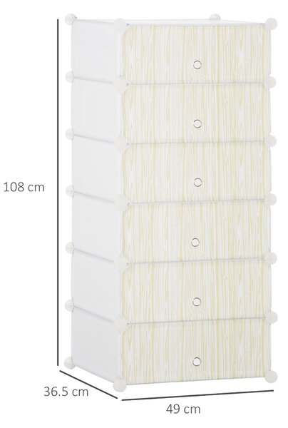 HOMCOM Mobilier Modular pentru Încălțăminte, 6 Cuburi Design Semicristal din PP și ABS, 45x35x17cm, Alb, Soluție Compactă | Aosom Romania