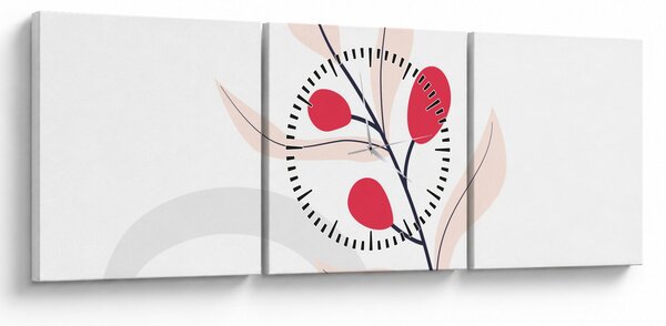 Tablou - Abstracție florală roz N⁰3 (cu ceas) (90x30 cm)