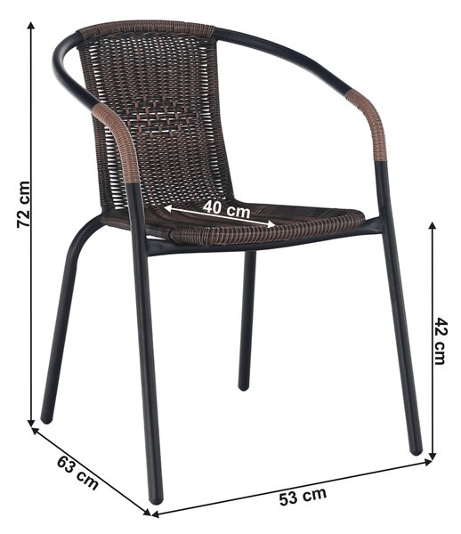 KONDELA Scaun stivuibil, răchită sintetică maro/metal negru, DOREN