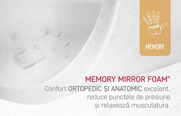 Saltea Ortopedica Bedora Argento Memory 160x200 cm, 7 zone, memory foam, medie/tare, 19 cm, anatomica, husa antialergica