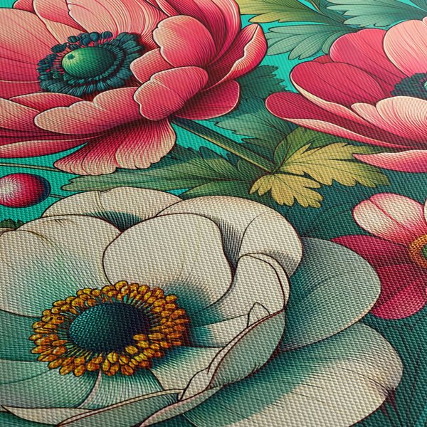 Tablou - Flori pe fundal albastru (120x50 cm)