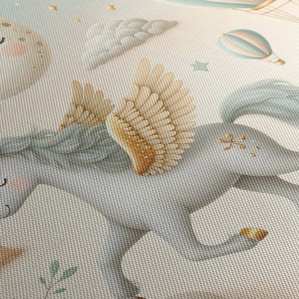 Tablou - Unicorn fericit (cu ceas) (90x30 cm)