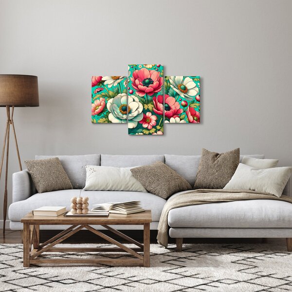 Tablou - Flori pe fundal albastru (90x60 cm)