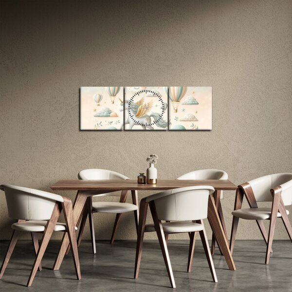Tablou - Unicorn fericit (cu ceas) (90x30 cm)