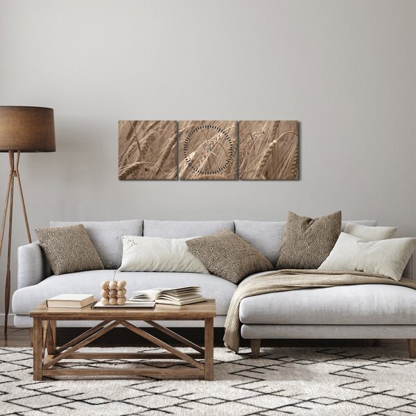 Tablou - Câmpul de aur (cu ceas) (90x30 cm)