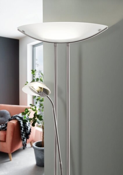 EGLO 85971 - Lampă de podea dimabilă BAYA 1xR7s/230W+1xG9/33W crom mat