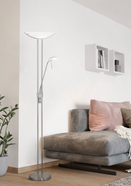EGLO 85971 - Lampă de podea dimabilă BAYA 1xR7s/230W+1xG9/33W crom mat
