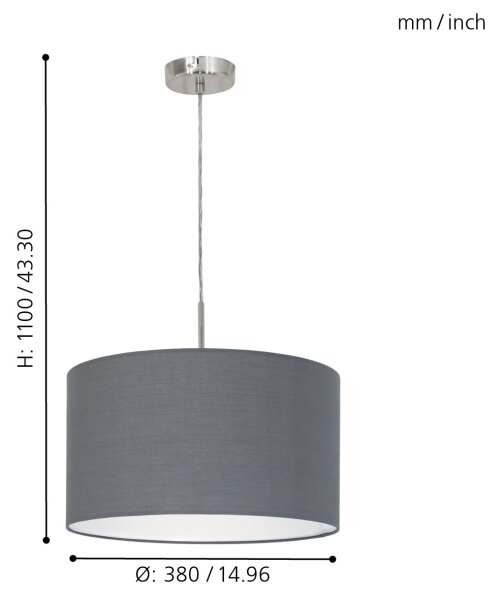 Lustră pe cablu Eglo 31573 PASTERI 1xE27/60W/230V