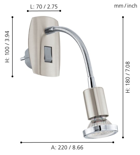 Eglo 902366 - Lampă LED de priză MINI, 1xGU10/2,8W/230V, crom mat