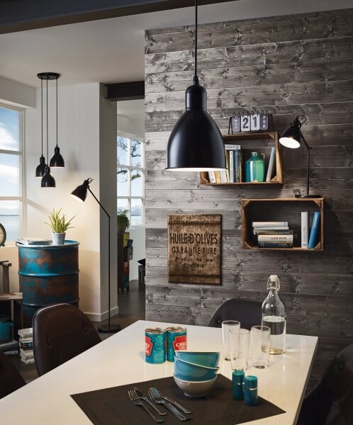 Eglo 55243 - Lustră PRIDDY suspendată pe cablu, 1xE27/60W/230V, negru