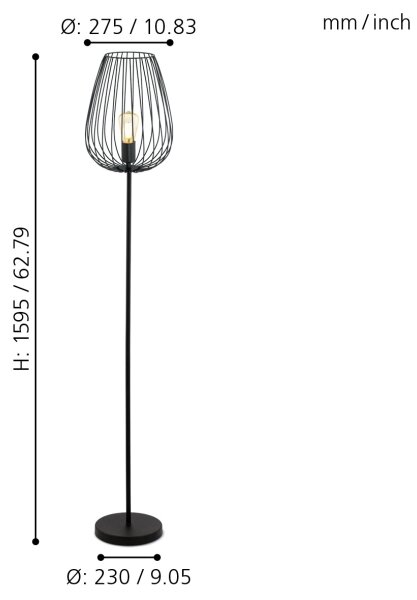 Lampadar Eglo 49474 NEWTOWN 1xE27/60W/230V