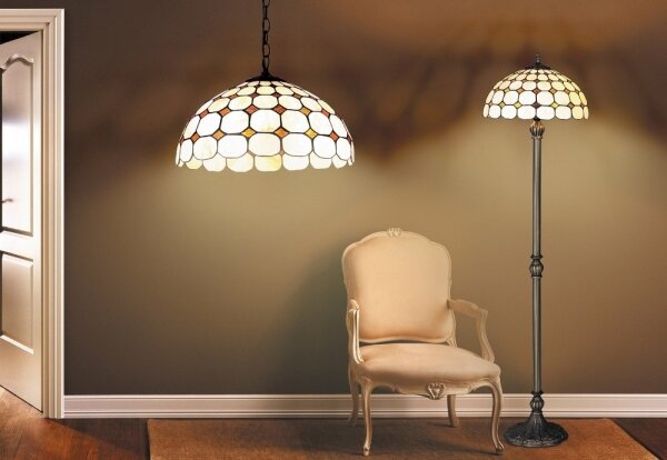 Lustră pe lanț cu abajur din sticlă vitrată Tiffany MARVEL 2xE27/60W/230V Rabalux 8076