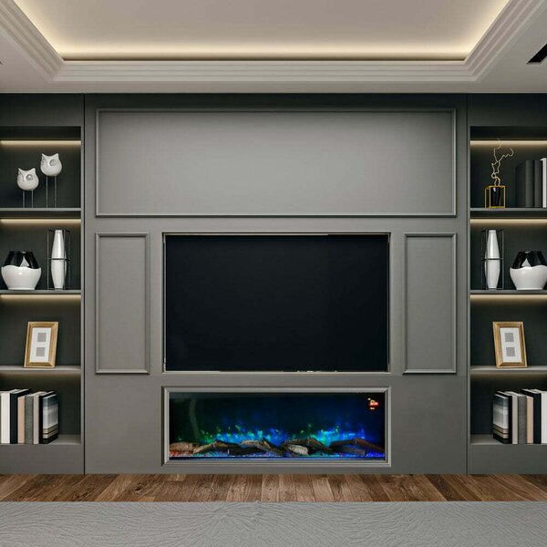 Semineu electric 3 laturi ElectricSun VISTA Mediu, pe perete, podea sau incorporabil, cu sunet, 10 culori, L153xH50cm (Resigilat)
