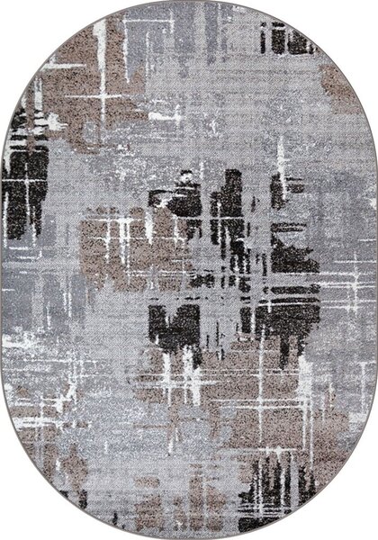 Covor Sufragerie, Model Mira 24037 123, Oval, Gri Maro 80x150