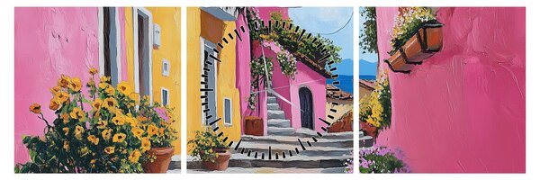 Tablou - Alee roz (cu ceas) (90x30 cm)