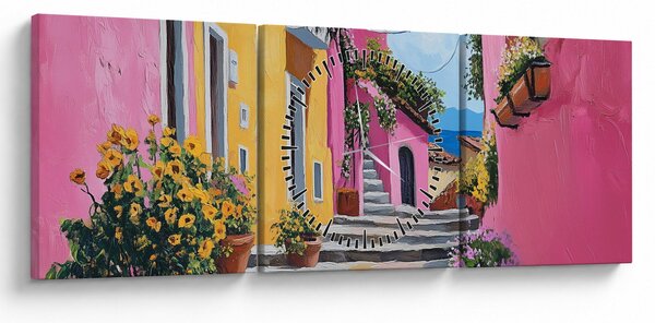 Tablou - Alee roz (cu ceas) (90x30 cm)