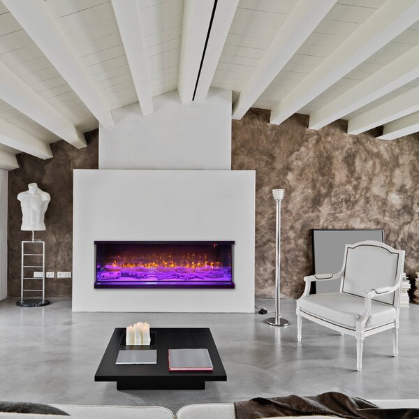 Semineu electric 3 laturi ElectricSun VISTA Mediu, pe perete, podea sau incorporabil, cu sunet, 10 culori, L153xH50cm (Resigilat)