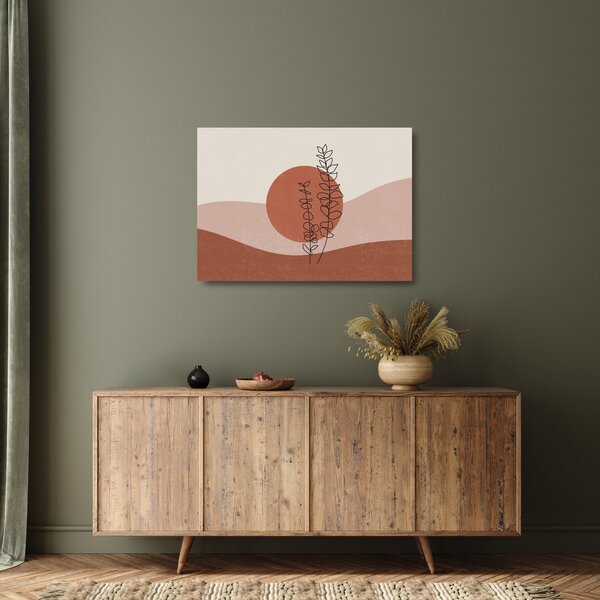 Tablou pe sticlă - Boho frunze N⁰1 (70x50 cm)