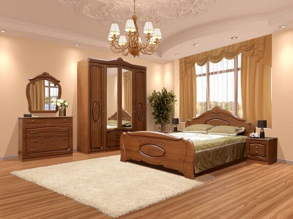 Mobila dormitor Katrin MDF Nuc Nuc patinat