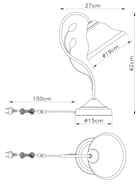 Globo 69007-1T - Lampa de masa POSETS 1xE27/60W/230V