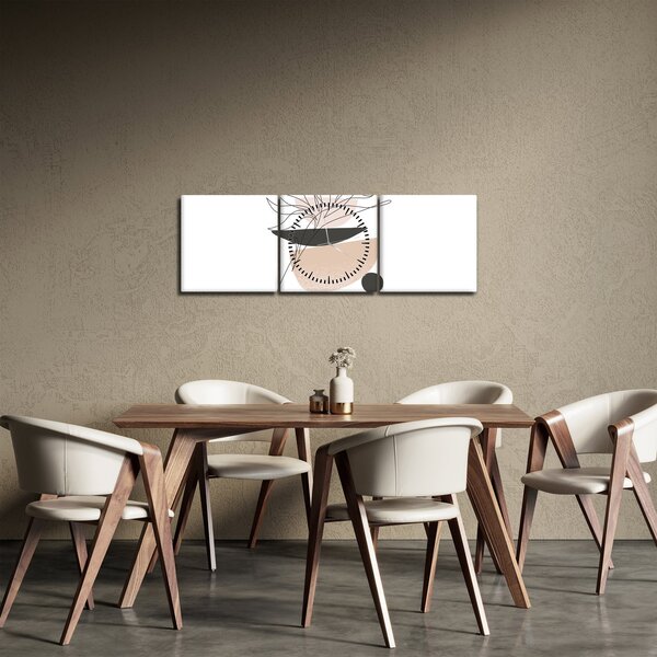 Tablou - Linie de artă flori N⁰1 (cu ceas) (90x30 cm)
