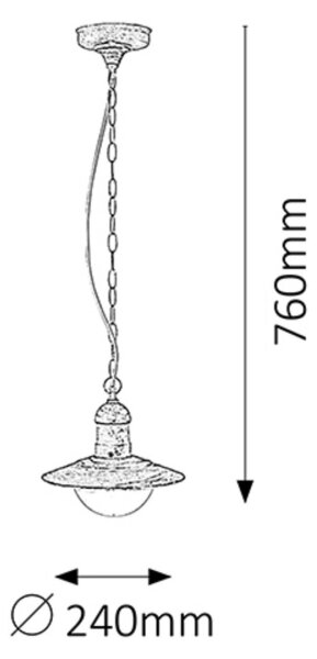Brilagi - Lampă suspendată de exterior MOLDE, 1xE27/60W, IP44, alb/patină