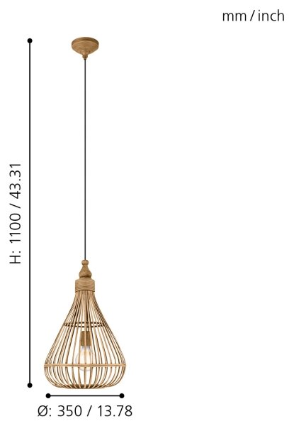 Eglo 49772 - Corp de iluminat pendul AMSFIELD 1xE27/60W