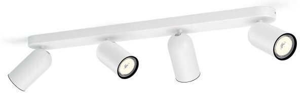 Philips - Spot LED RGBW, reglabil, 4x GU10 / 4,8 W / 230 V / 3000 K, alb + telecomandă