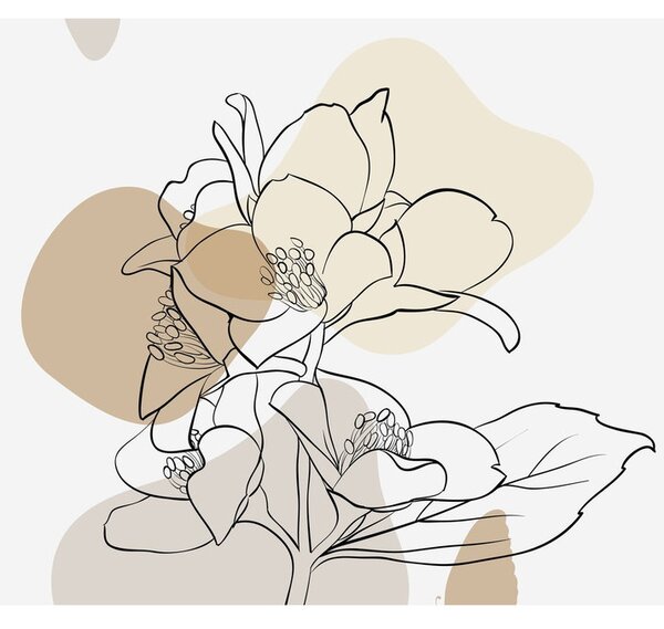 Tablou - Flori bej cu fluture N⁰1 (120x50 cm)