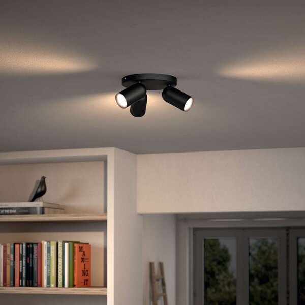 Philips - Spot LED RGBW reglabil PONGEE, 3x GU10 / 4,8 W / 230 V, negru + telecomandă