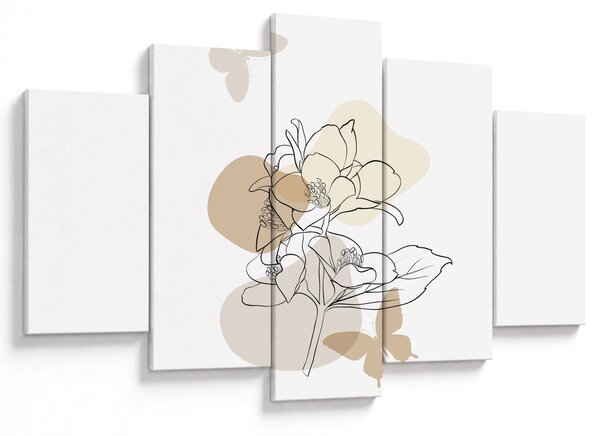 Tablou - Flori bej cu fluture N⁰1 (150x105 cm)