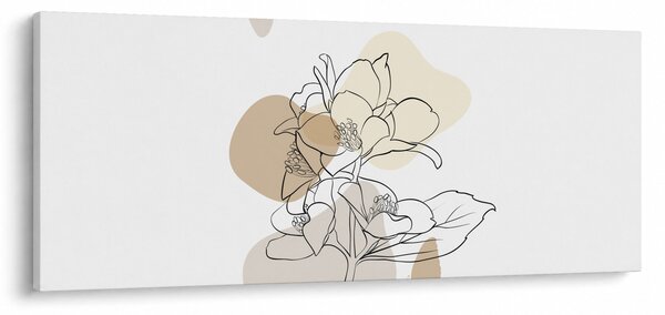 Tablou - Flori bej cu fluture N⁰1 (120x50 cm)