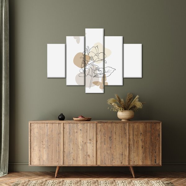 Tablou - Flori bej cu fluture N⁰1 (150x105 cm)