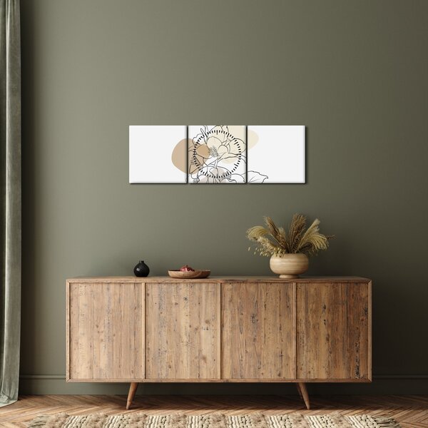 Tablou - Flori bej cu fluture N⁰1 (cu ceas) (90x30 cm)