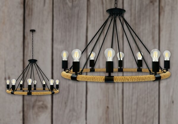 Lustră pe lanț ROPE ARTHUR 8xE27/20W/230V