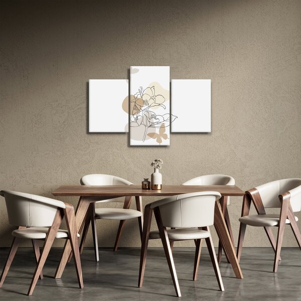 Tablou - Flori bej cu fluture N⁰1 (90x60 cm)