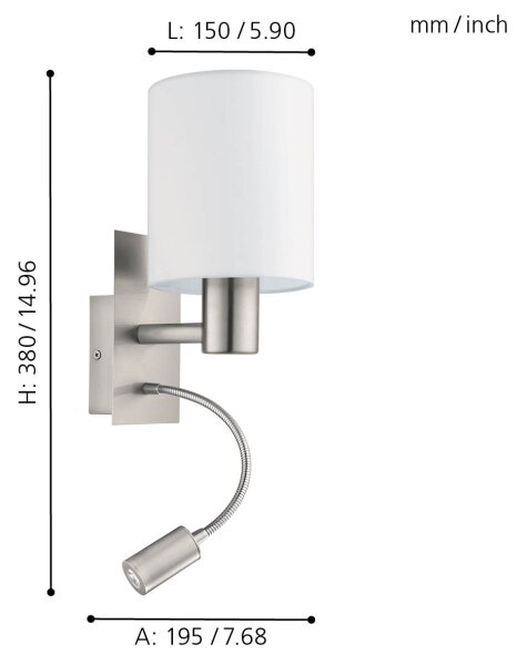 Eglo 96477 - Lampă LED flexibilă PASTERI 1xE27/40W+LED/3,8W albă